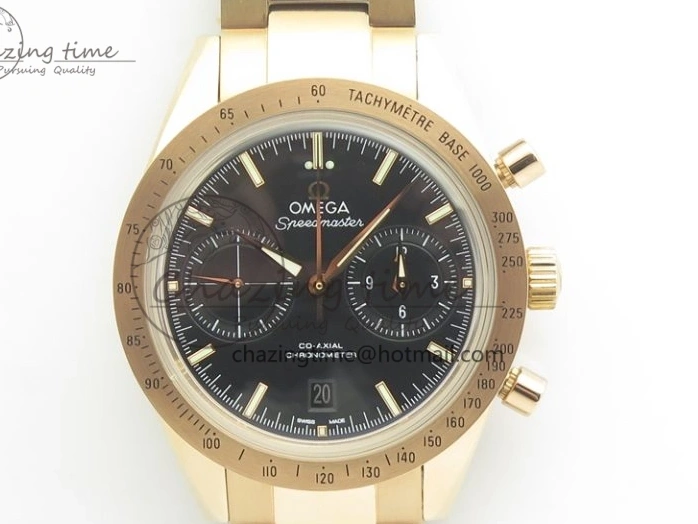 0817 Speedmaster ’57 Co-Axial RG OMF 1:1 Best Edition Black Dial On RG Bracelet A9300 (Free Leather Strap) MoistureWicking 8070